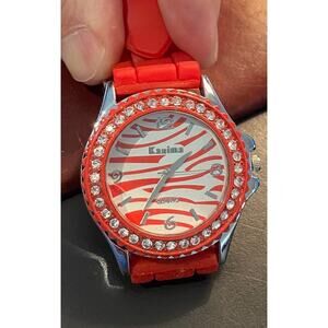 Women's Kanima Watch, Silver Tone with Crystal Accents, Blue Poly Band